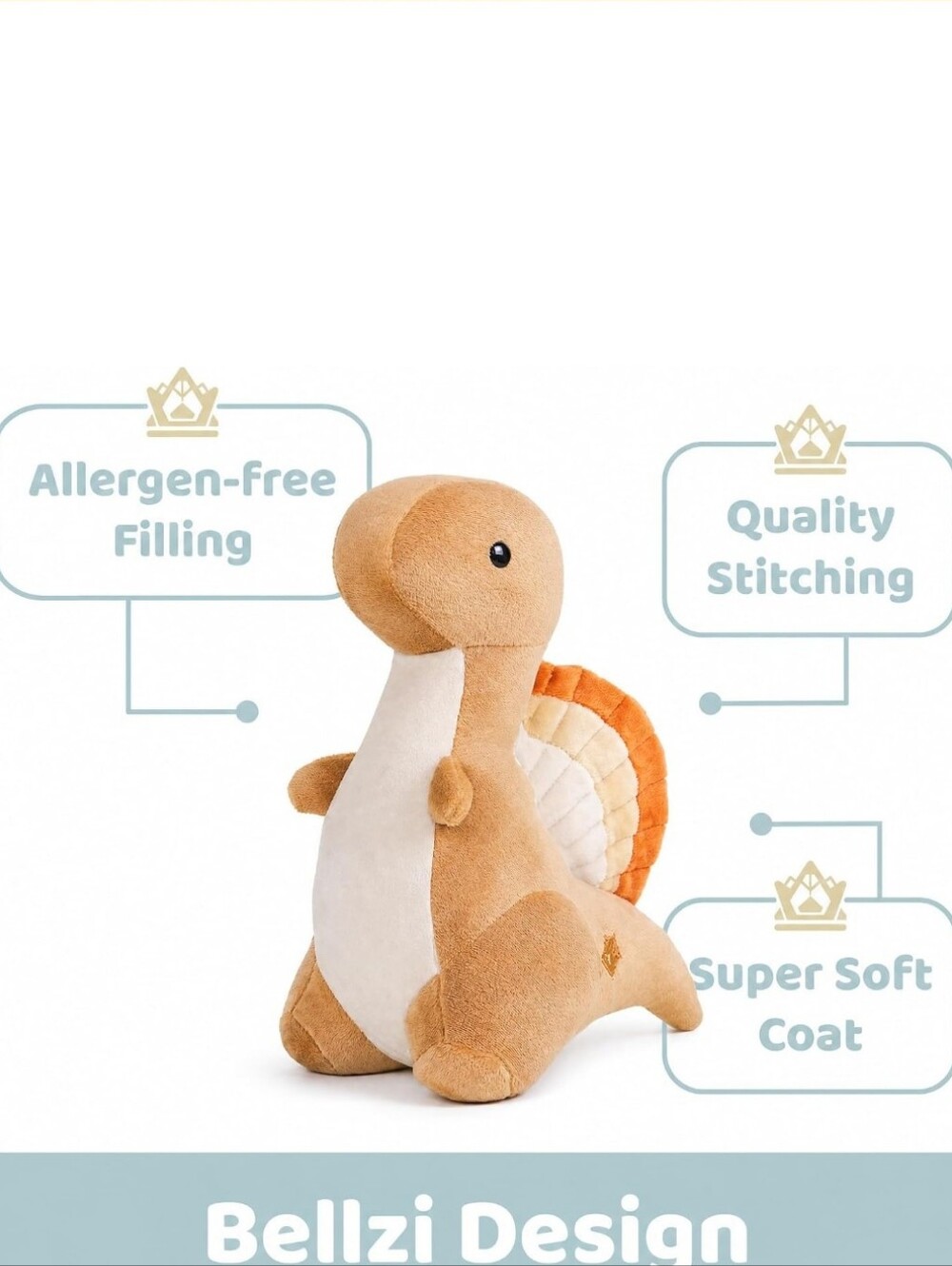 Plush Dino Duo in Tan and Cream – Cute Stuffed Dinosaurs - Picture 8 of 12